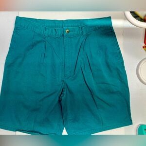 Duck Head Men’s Classic Pleated Cotton Shorts, Waist 38, Teal, Vintage
